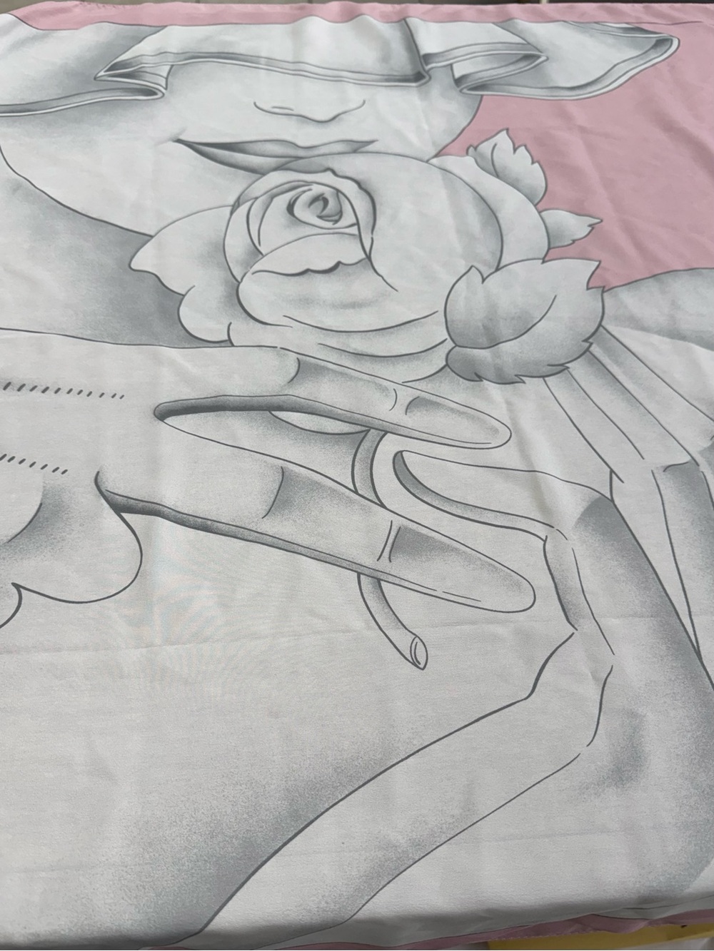 Artistic Pink & Gray Floral Sketch Wrap Scarf